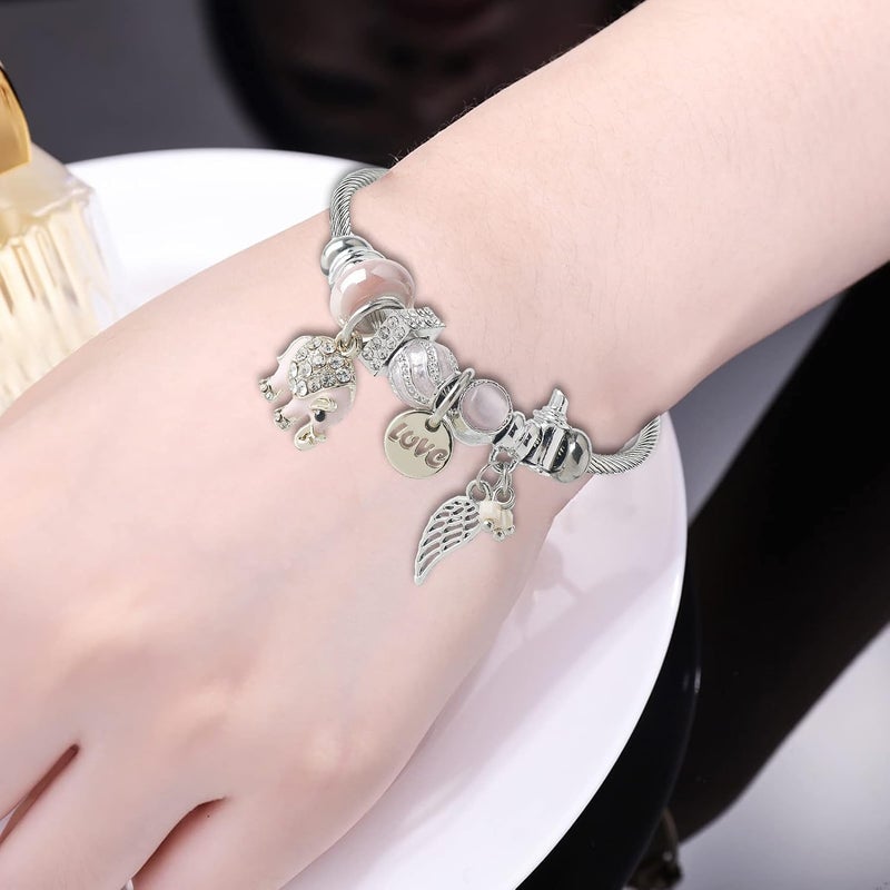 DS Charm Bracelets for girls,exquisite cute cartoon friendship bracelets Silver Stainless Steel Bangle with birthday Gift box, Adjustable girls jewelry Suitable for holiday gifts - Image 3